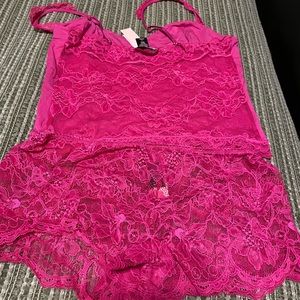 Pink Lace Top and Bottoms